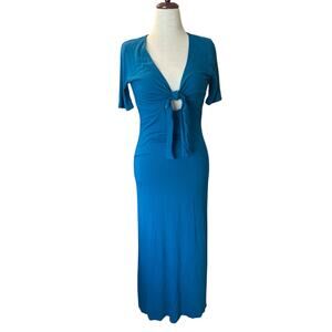 Express women’s tie front teal jersey maxi dress  sz M